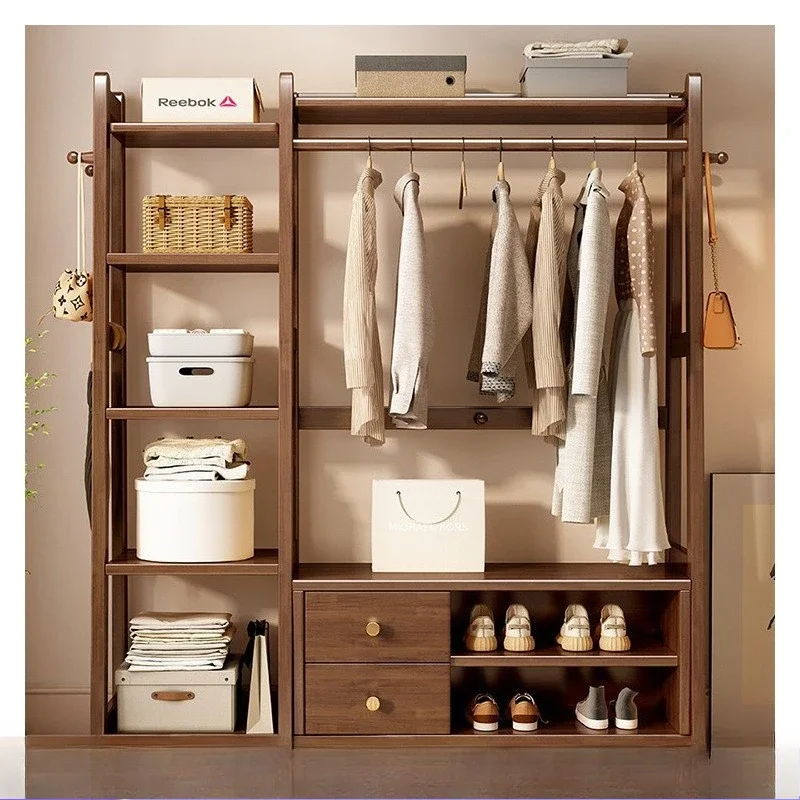 Solid wood hanger floor-to-ceiling bedroom home with storage cabinet can sit on coat rack living room storage