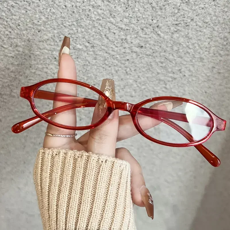 نظارات بإطار بيضاوي صغير ياباني كوري للنساء نظارات هاراجوكو كلاسيكية نظارات شفافة تحجب الضوء الأزرق
