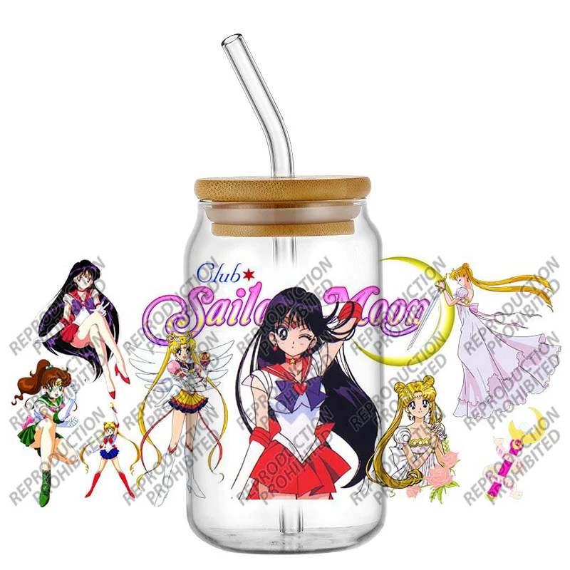 

Popular Japanese cartoon Waterproof DIY Decals 3D Transfers Stickers 16oz UV DTF for Glasses cup Wraps