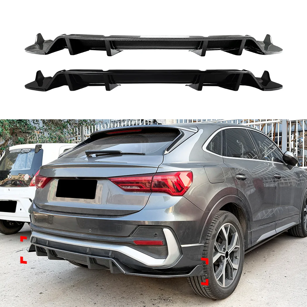 For Audi Q3 F3 Sportback 2019-2026 Rear Diffuser Lip Spoiler Small Body Kit Gloss Black