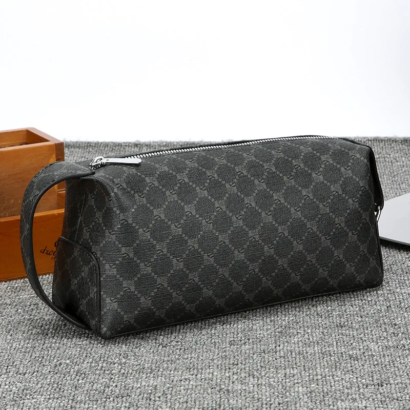 Men's Large Capacity PU Leather Toiletry Bag Waterproof Gym Travel Organizer Portable Handheld Shaving Case