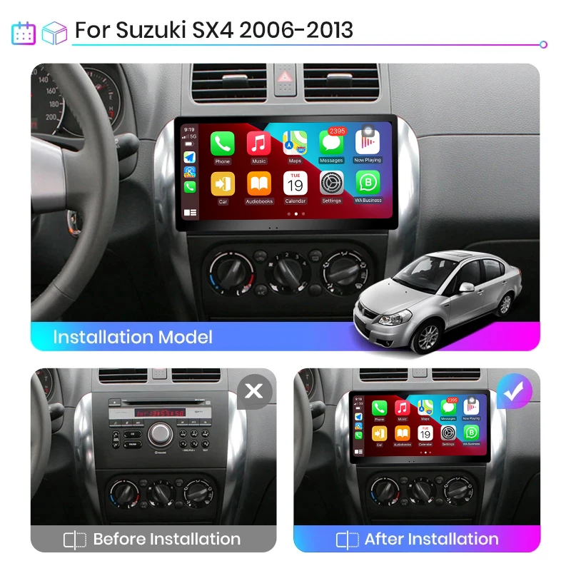 Eunavi 2 DIN Android Auto Radio For Suzuki SX4 2006-2013 For Fiat Sedici 2005-2014 Carplay 4G Car Multimedia GPS 2din Autoradio