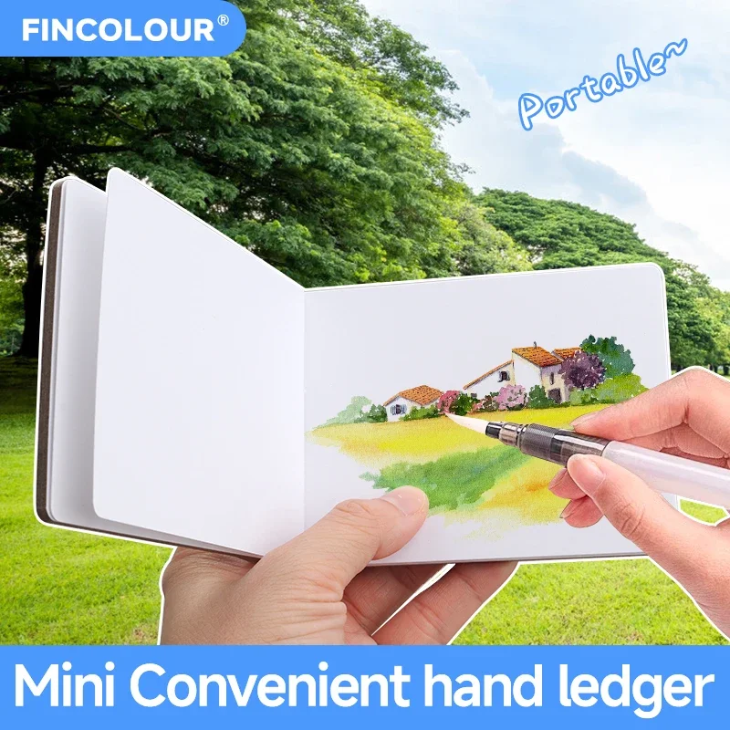 FINECOLOUR Mini kwadratowy dziennik akwarelowy szkicownik szkicownik 200g/26 stron 80*100mm książka akwarelowa podróż artystyczny obraz