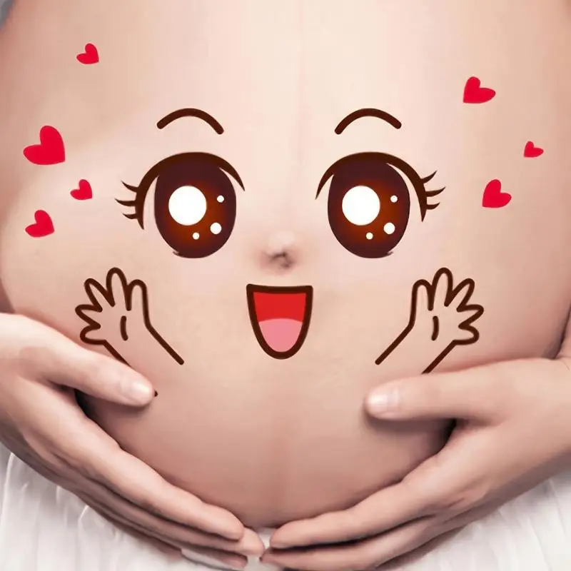 9pcs Pregnancy Belly Stickers Photographs Props Funny Facial Expressions Decals Memorable Keepsakes Mum Maternity Accessories