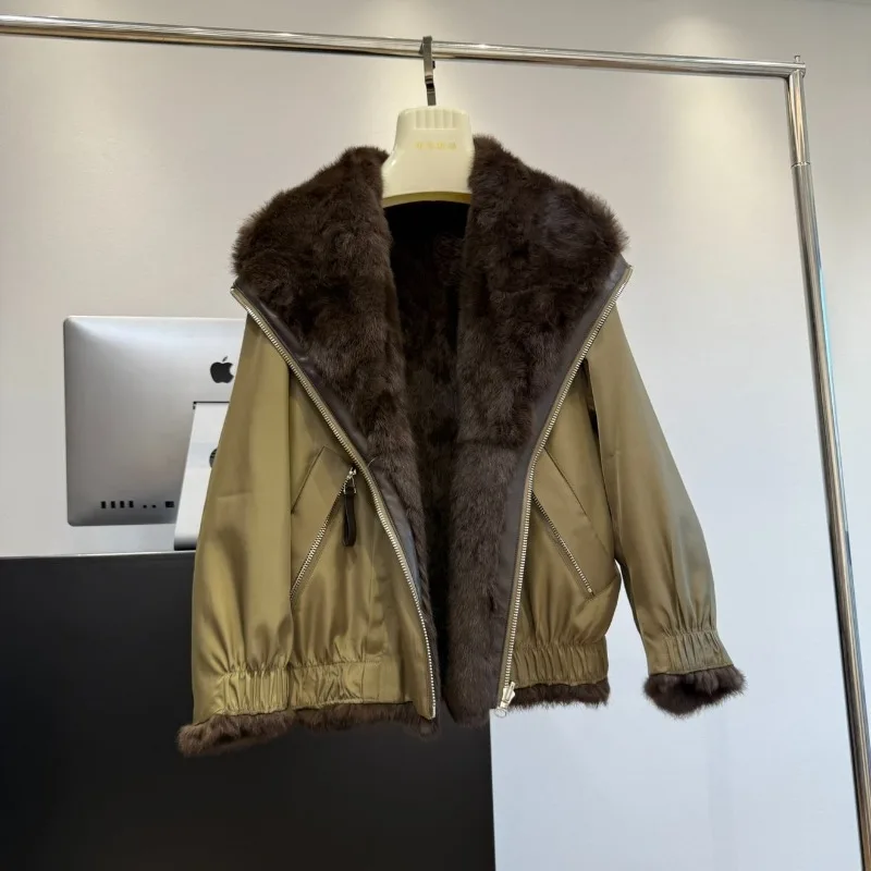 

Can Be Worn on Both Sides Short Stylish Women's Overcoat Makes Younger New Autumn Winter Casual Loose Rabbit Fur Faux Fur Coat