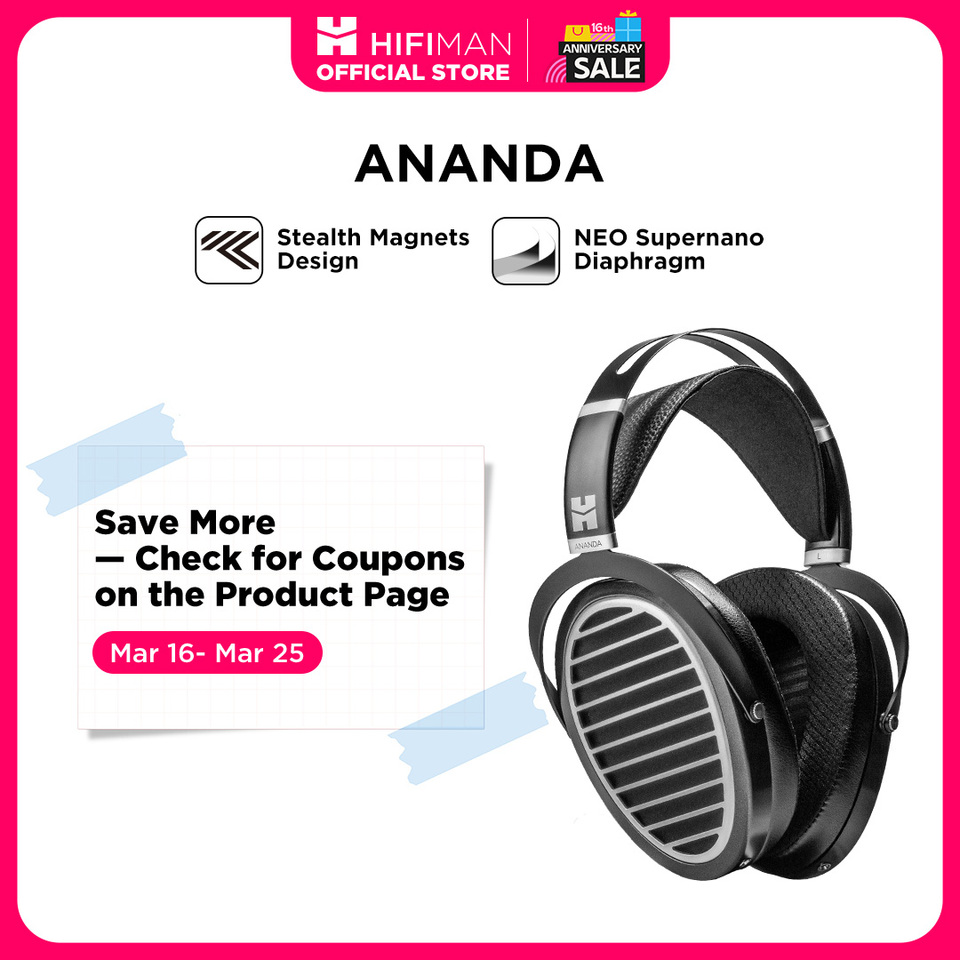  HIFIMAN Ananda Stealth Magnet Open-Back Over-Ear Full-Size Planar Magnetic Hi-Fi Headphones 