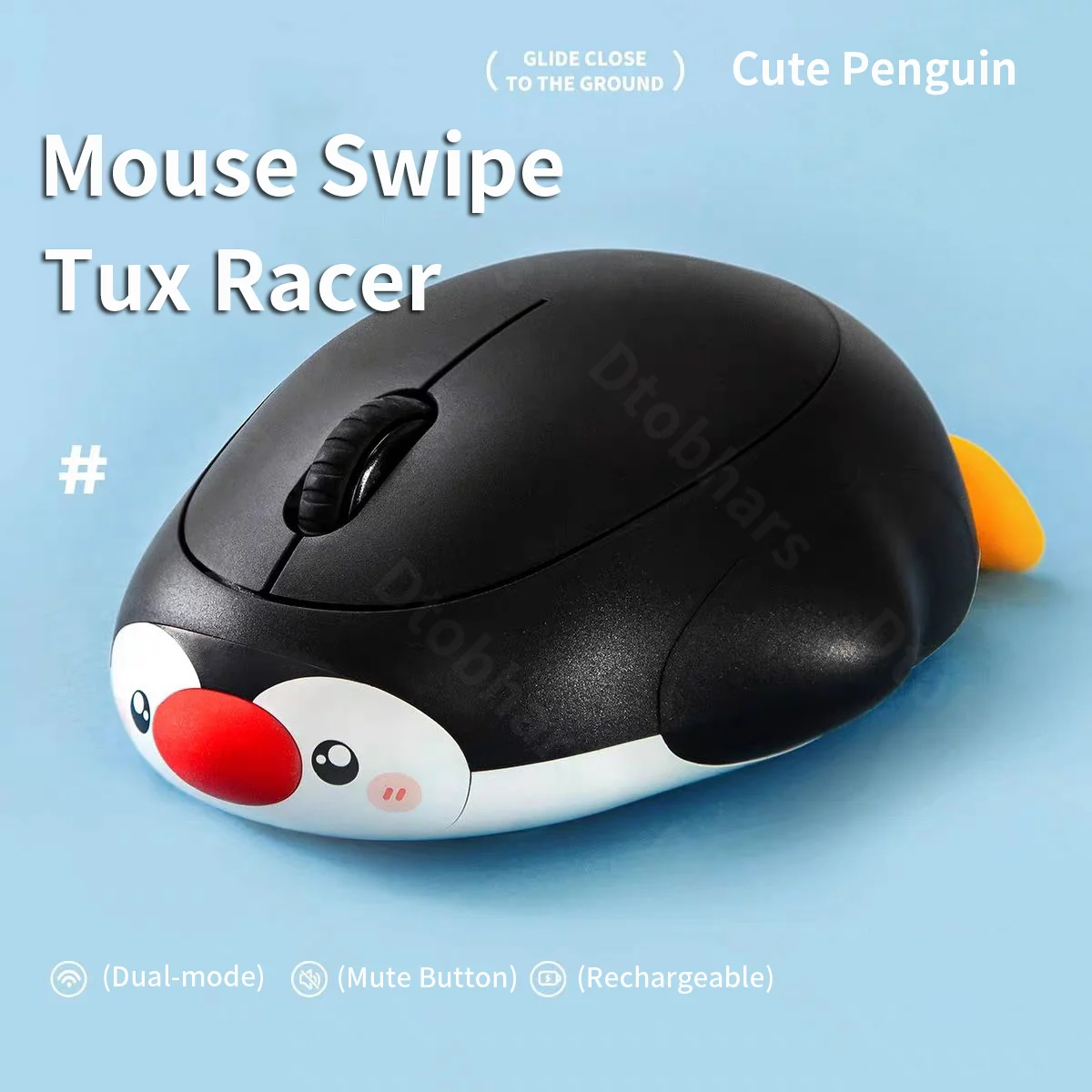

Rechargeable Dual-mode Mouse Cute Duck Penguin Mute Button Ergonomics Design Wide Compatible Cute Mause Office Use Mice Gift
