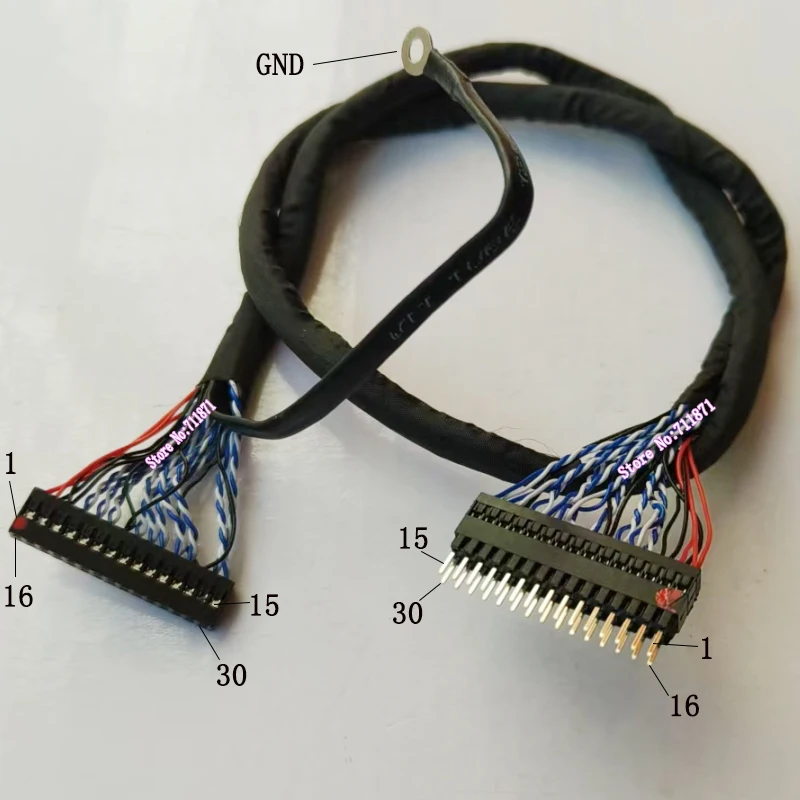 2.0 Pitch Shielded With GND 30P 30Pin LVDS extension Cable Cord 30 Pin Male Female Lcd Screen cable extend Extension Line Wire