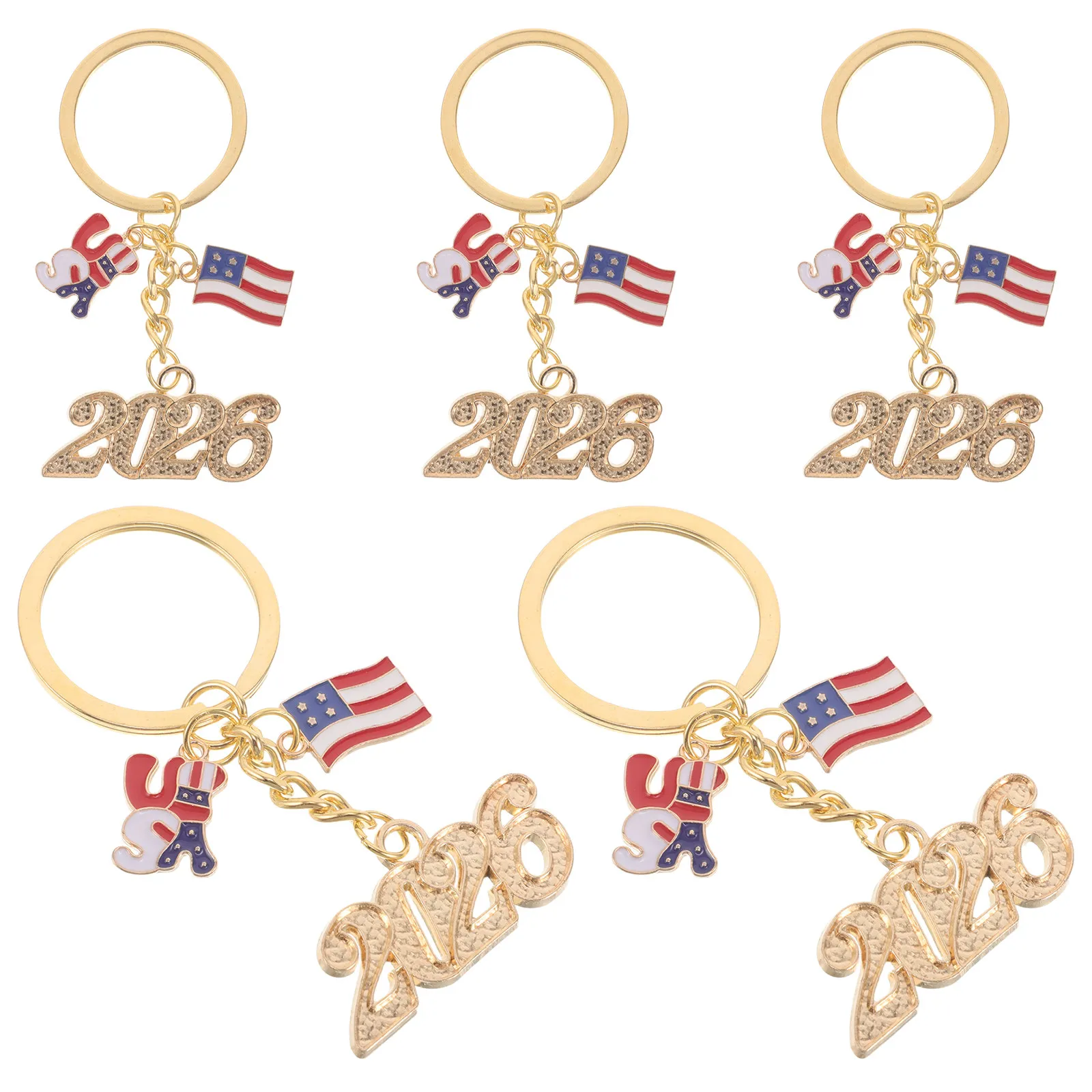 5Pcs Usa Flag Keychains Patriotic Travel Souvenir 2026 Independence Day Memorial Day Party Favor American Flag Pendant Charm