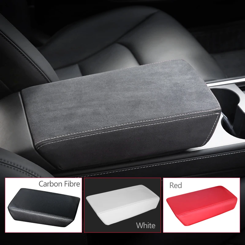 For Tesla Model 3 Central Control Armrest Leather Protective Cover Model Y Armrest Cushion Car Chair Armrest Cushion Cover