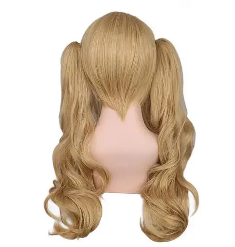 Long Wavy Cosplay Mixed Blonde With 2 Ponytails 60 Cm Synthetic Hair Wigs