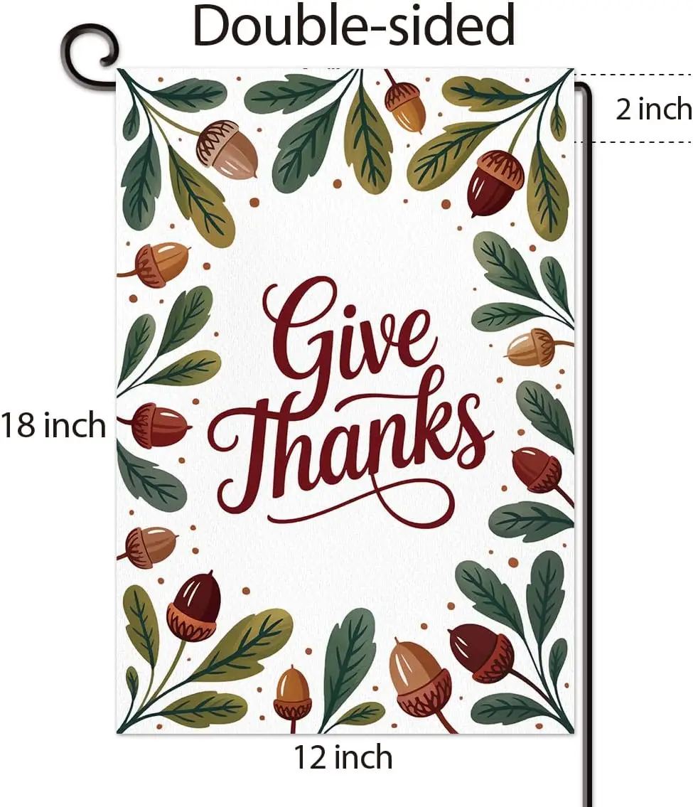 Give Thanks Fall Garden Flag Double Sided Autumn Harvest Thanksgiving House Flag Seasonal Outside Decoration for Yard Patio  yyi