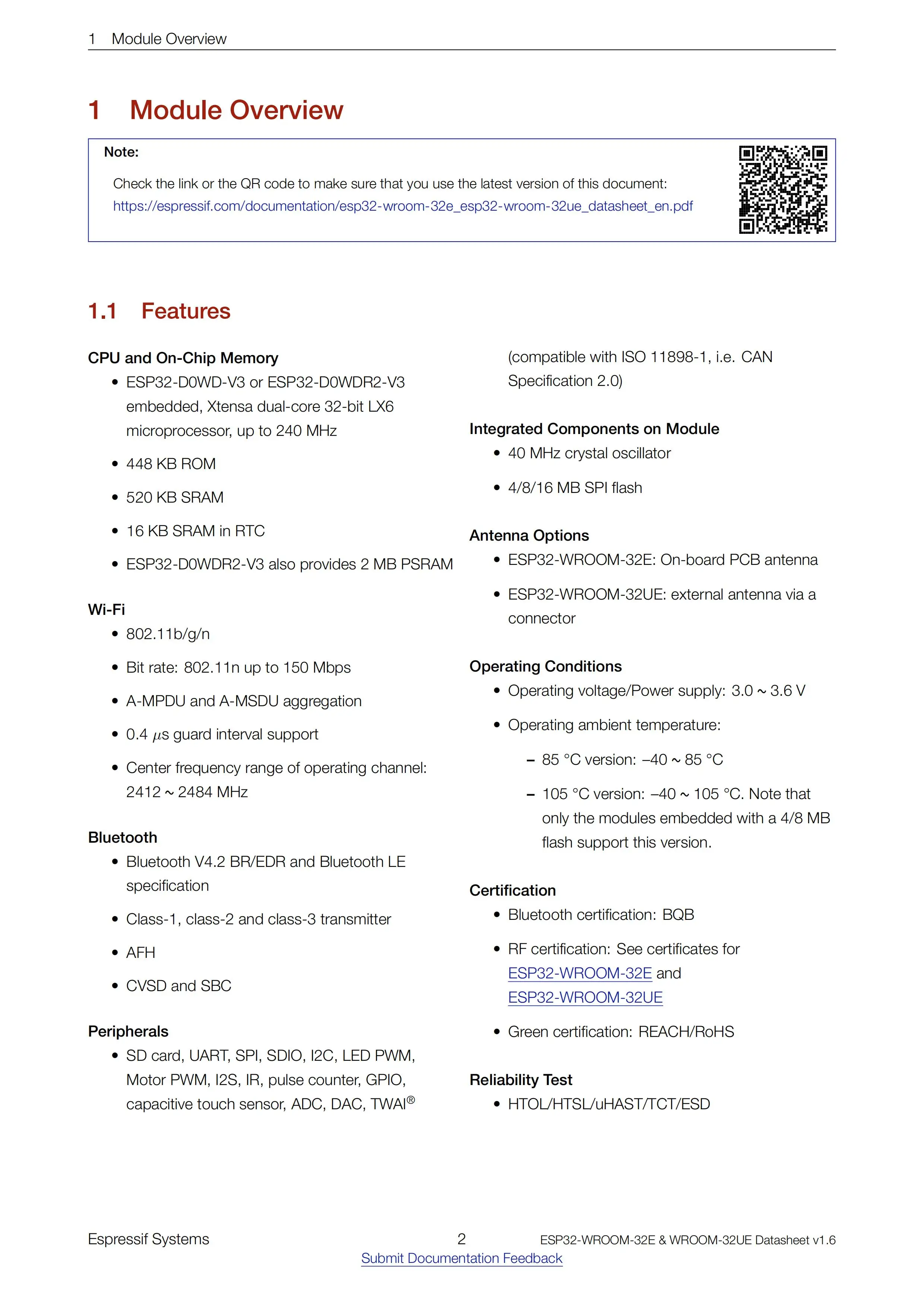 Modul ESP32-WROOM-32E-N16R2/n4r2 – Detail 2