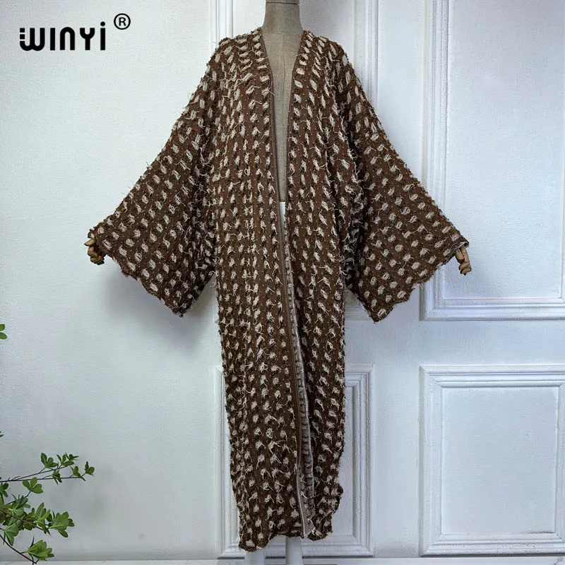 WINYI Africa fashion kimono for women fashion Hollow denim long down coat swimsuit cover up Make an old hole cowboy cardigan