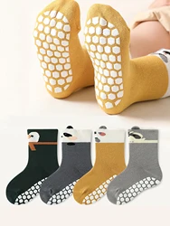 4-Pack Baby Floor Socks with Cartoon 3D Animal Designs, Suitable for All Seasons, Toddler Shoes for Boys and Girls, Soft-Soled Indoor Socks with Heel Protection and Non-Slip Rubber Dots, Suitable for Daily Casual Life