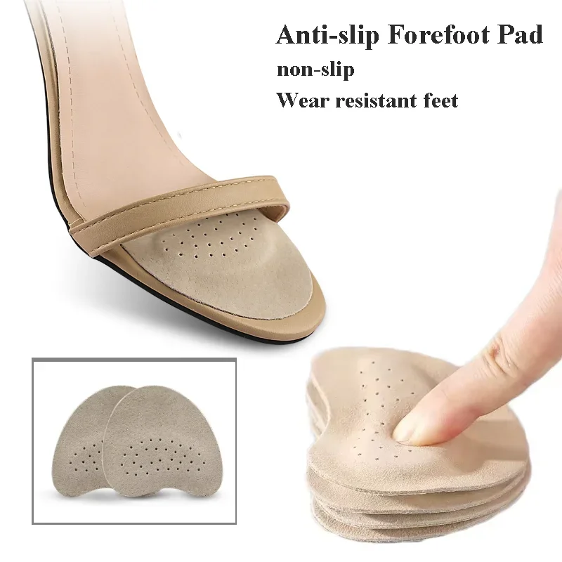 2-4pc Sandals Anti-slip Stickers Leather Forefoot Pad Women High Heel Pain Relief Insert Insoles Toe Cushion Foot Care Shoes Pad