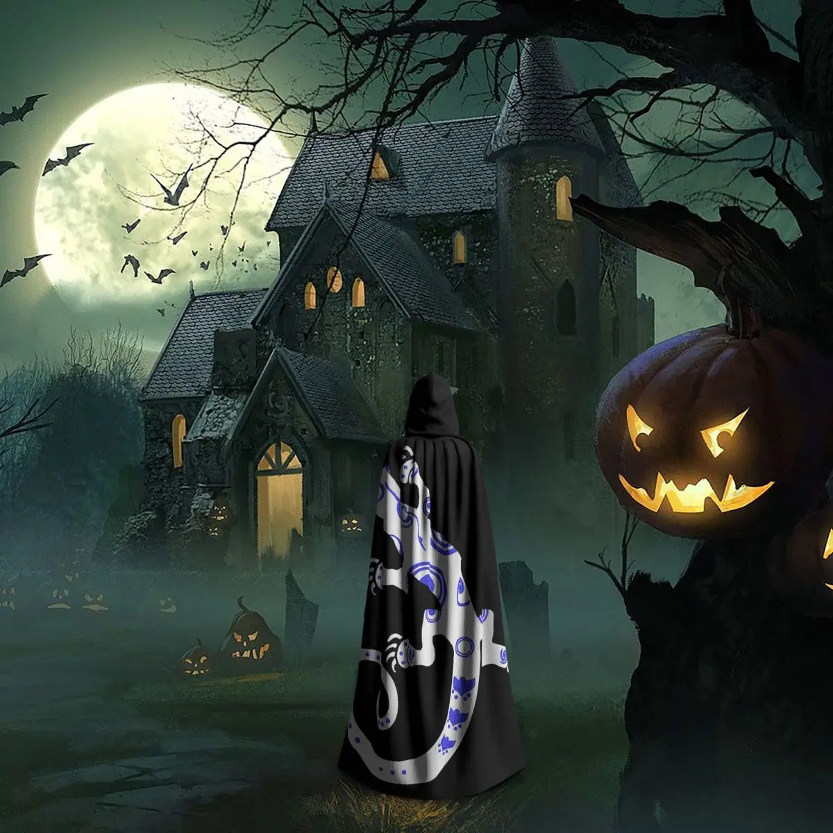 Рептилия, этническая этническая ящерица, длинный плащ с капюшоном, средневековый костюм ведьмы, накидка для косплея, накидка на Хэллоуин, вампир, для взрослых, унисекс