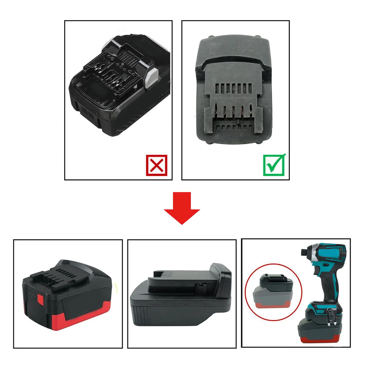 Battery Adapter for Metabo 18V Battery Conversion for Makita 18V BL Series Lithium Battery Adapter Tool Converter