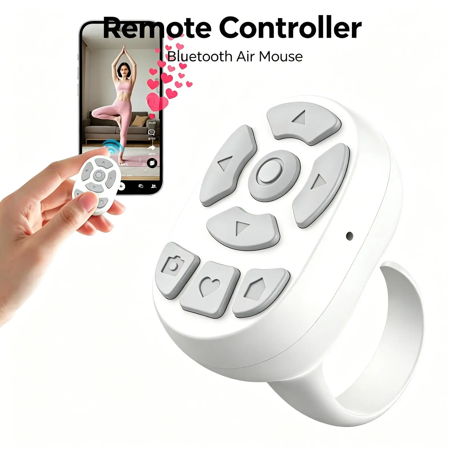 Wireless Bluetooth Lazy Remote Control Air Mouse TikTok Video Scrolling Liking Photo Taking E-book Page Turner For Phone Tablet