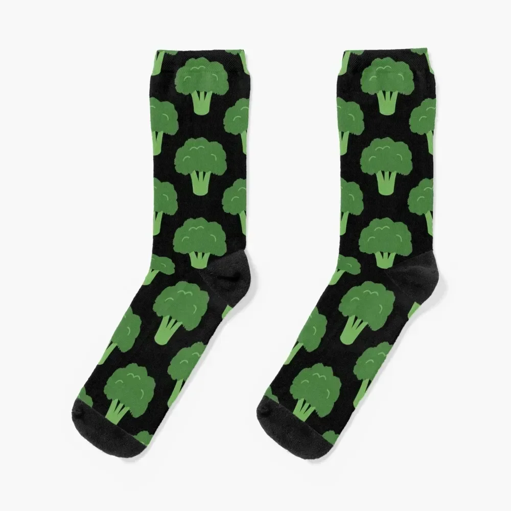 Chaussettes de sol à motif de brocoli pour hommes et femmes, plus grandes, illustration alimentaire simple, anime