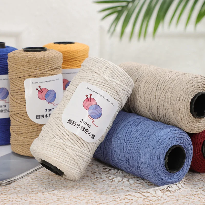 New 150 Meters 2mm Round Cotton Yarn For Hand Knitting Crocheting Macrame Cord Chunky Yarn Diy Crafts Bag Hat Making For Gift