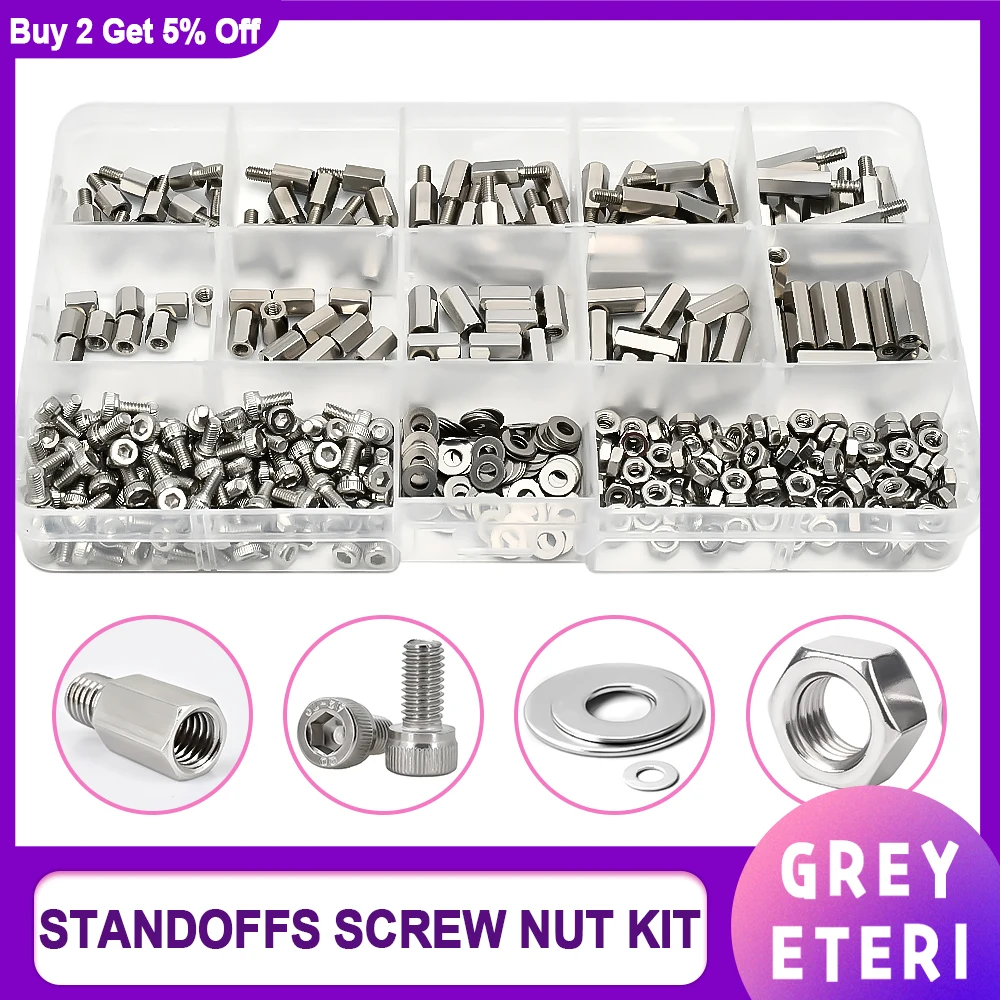 

M2 M2.5 M3 шестигранная колонна для печатной платы с наружной и внутренней резьбой, проставки/винт/гайка, набор в ассортименте, опорный столб, винт, гайка, печатная плата