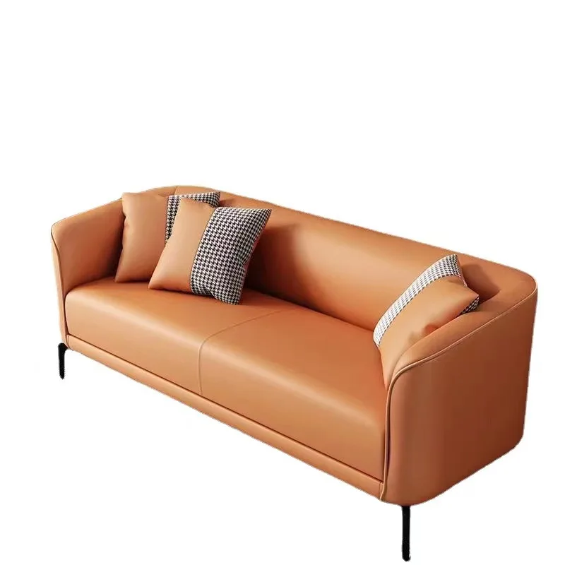 Conjunto de sofás de madera minimalistas y modernos, sala de alquiler de esquina doble para tres personas, muebles para el hogar, unidad pequeña, tecnología de Villa, tela barata