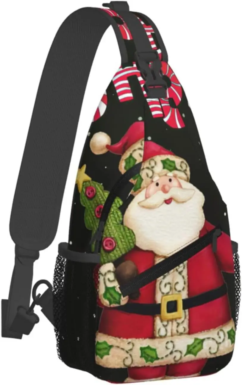 Merry Christmas Print Lightweight Sling Small Shoulder Bag Chic Cross Chest Bag With Adjustable Strap Reusable Multipurpose