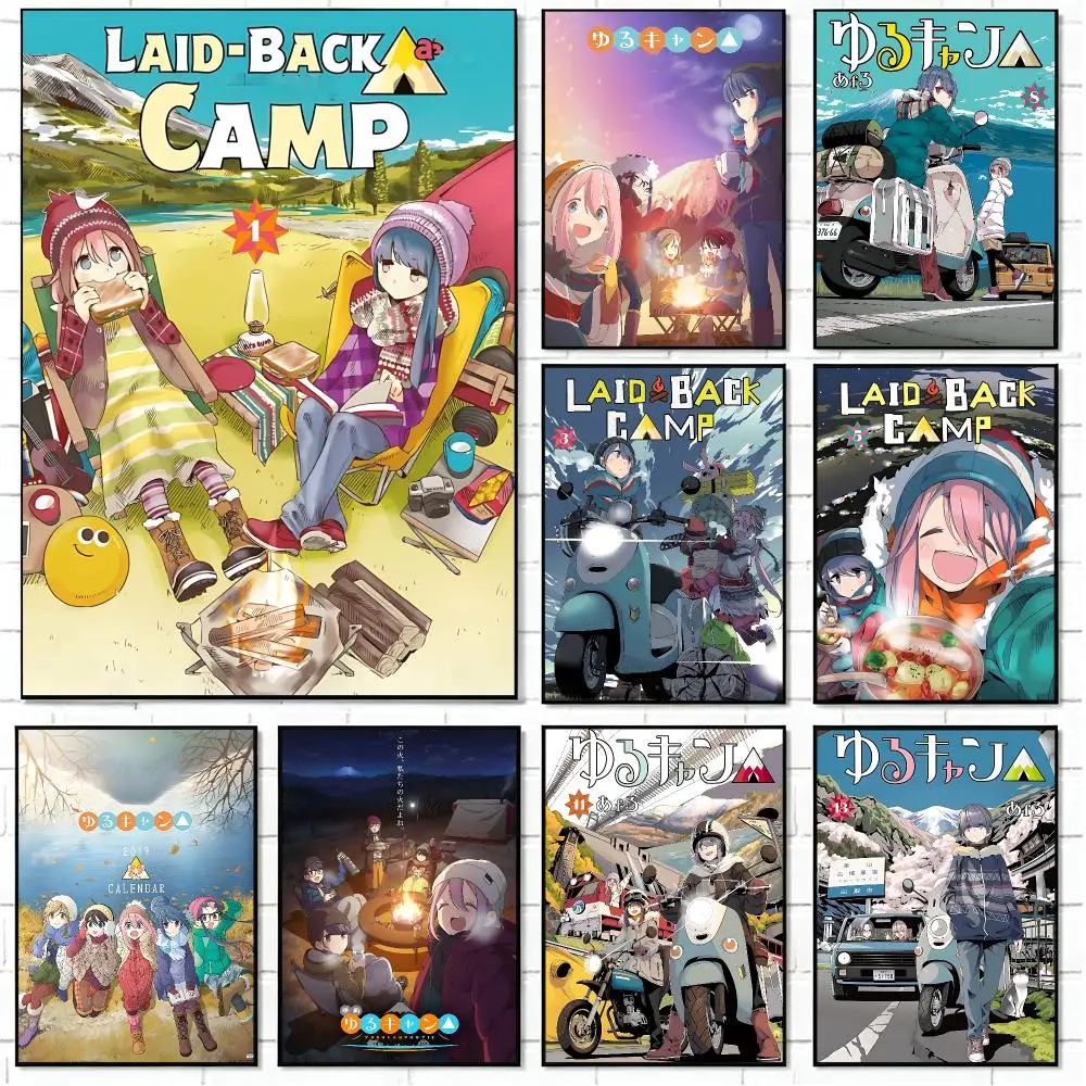 anime Laid‑Back Camp Poster Poster HD Print Unframed Heartwarming Style Wall Art Home For Living Room Bedroom Background Decor