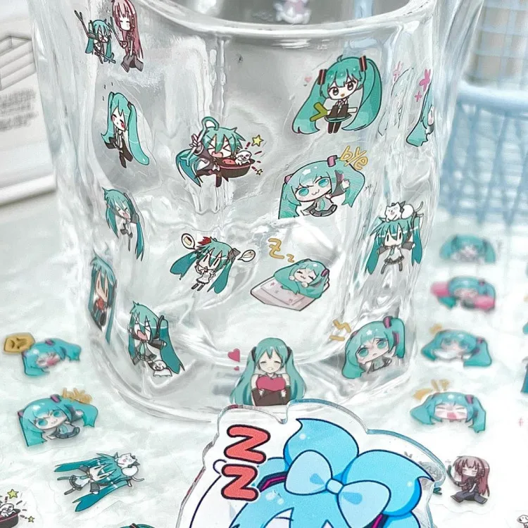 Anime Cartoon Miku Diy Nail Stickers Transparent Sticker Water Cup Handbook Decoration Accessories Nail Art Supplies Girls Gift