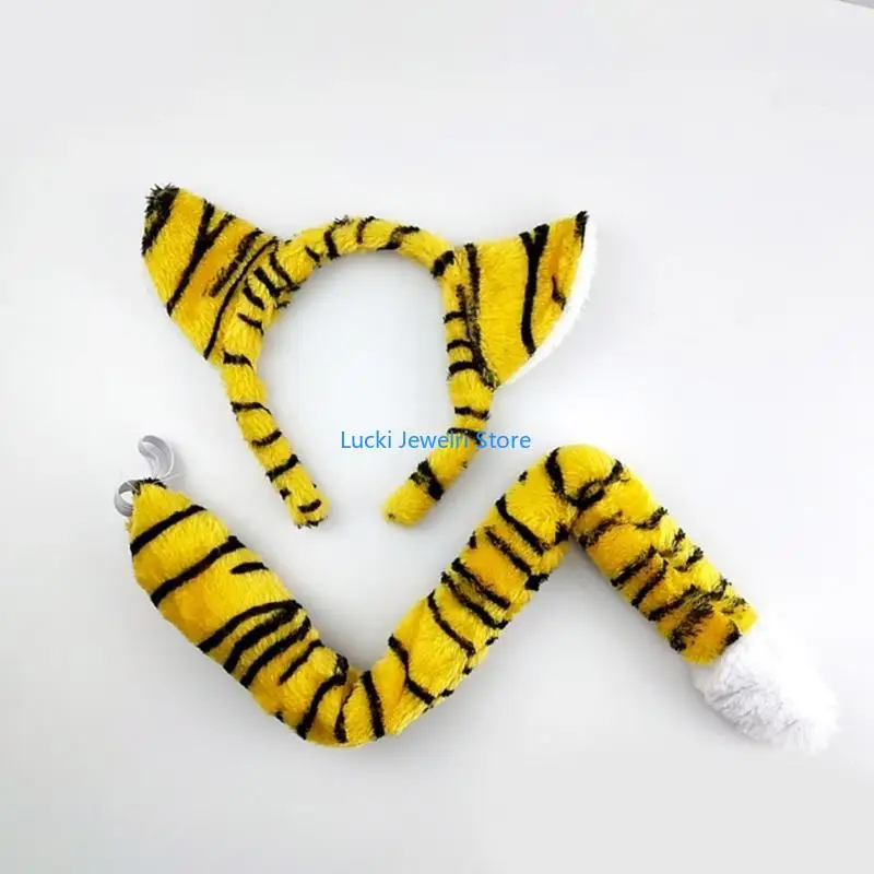 

193E Animal Cosplay Costumes Ears Headband Tail Halloween Party Props