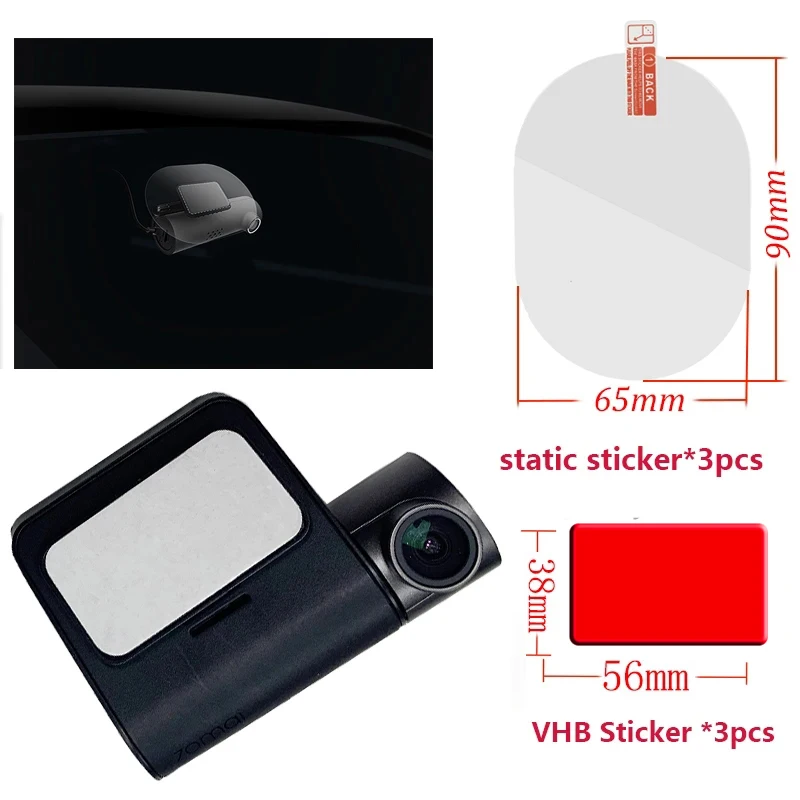 Stiker Dash Cam Pro plus, untuk 70mai Dash Cam Pro plus + A500S VHB stiker statis dan stiker statis untuk 70mai A510 Lite2 A200 mobil DVR pemegang VHB 3 buah