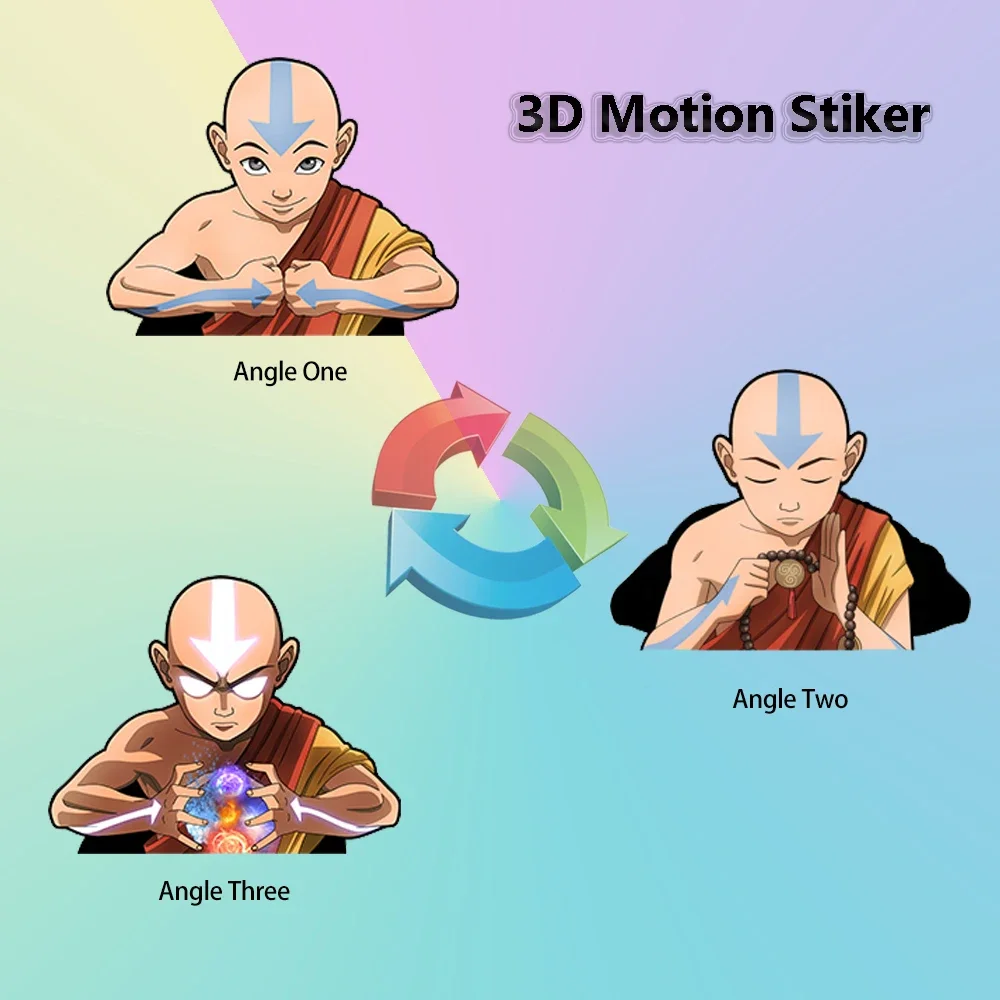 Aang ATLA Anime 3D Motion Stickers Self-adhesive Waterproof Decals for Automotive,ipad,Refrigerator,Skateboard,Etc.