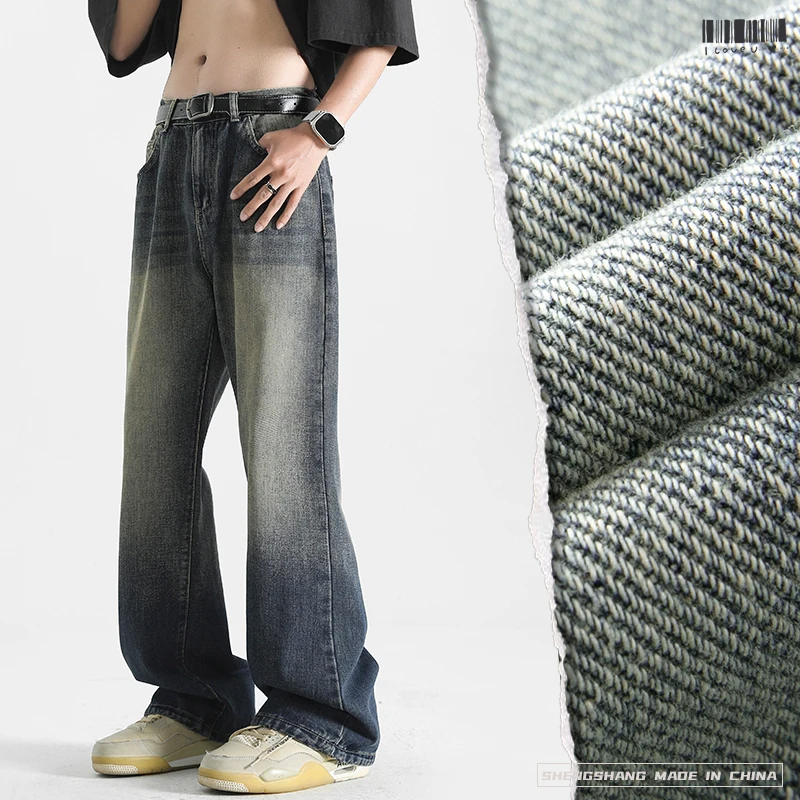 

2025 new men's casual straight leg jeans, American men's pants, blue trendy, versatile, comfortable, loose and breathable pants