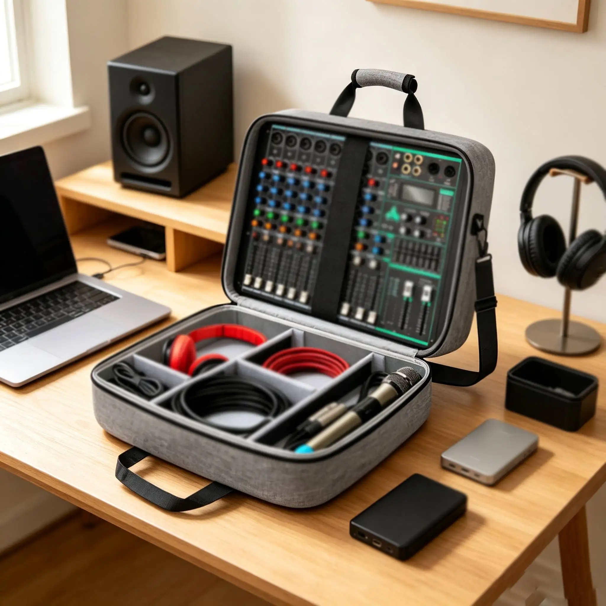 Large Compact Audio Mixer Storage Bag With Adjustable Shoulder Straps For DJs & Recording Equipment Protective Carrying Case
