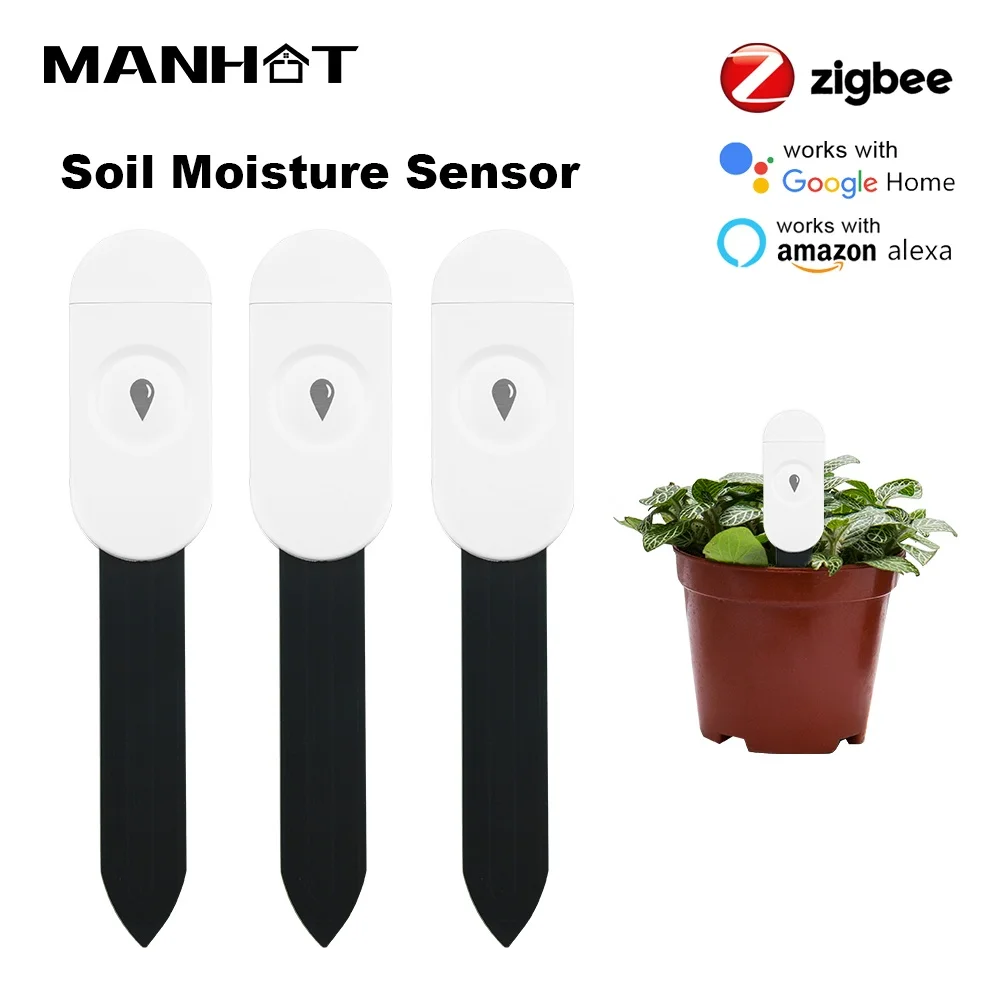 Intelligent Zigbee Soil Moisture Sensor Temperature And Humidity Tester Plant Monitor Support Voice Control Google Home Alexa