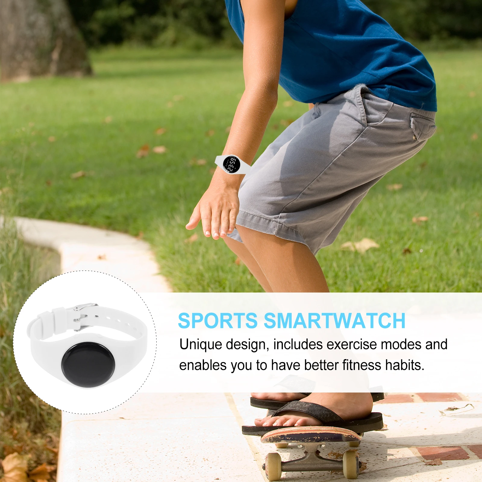 

Sports Smartwatch Kids Watches Lightweight Durable Silicone Plastic Exercise Modes Monitoring Step Record Sleep