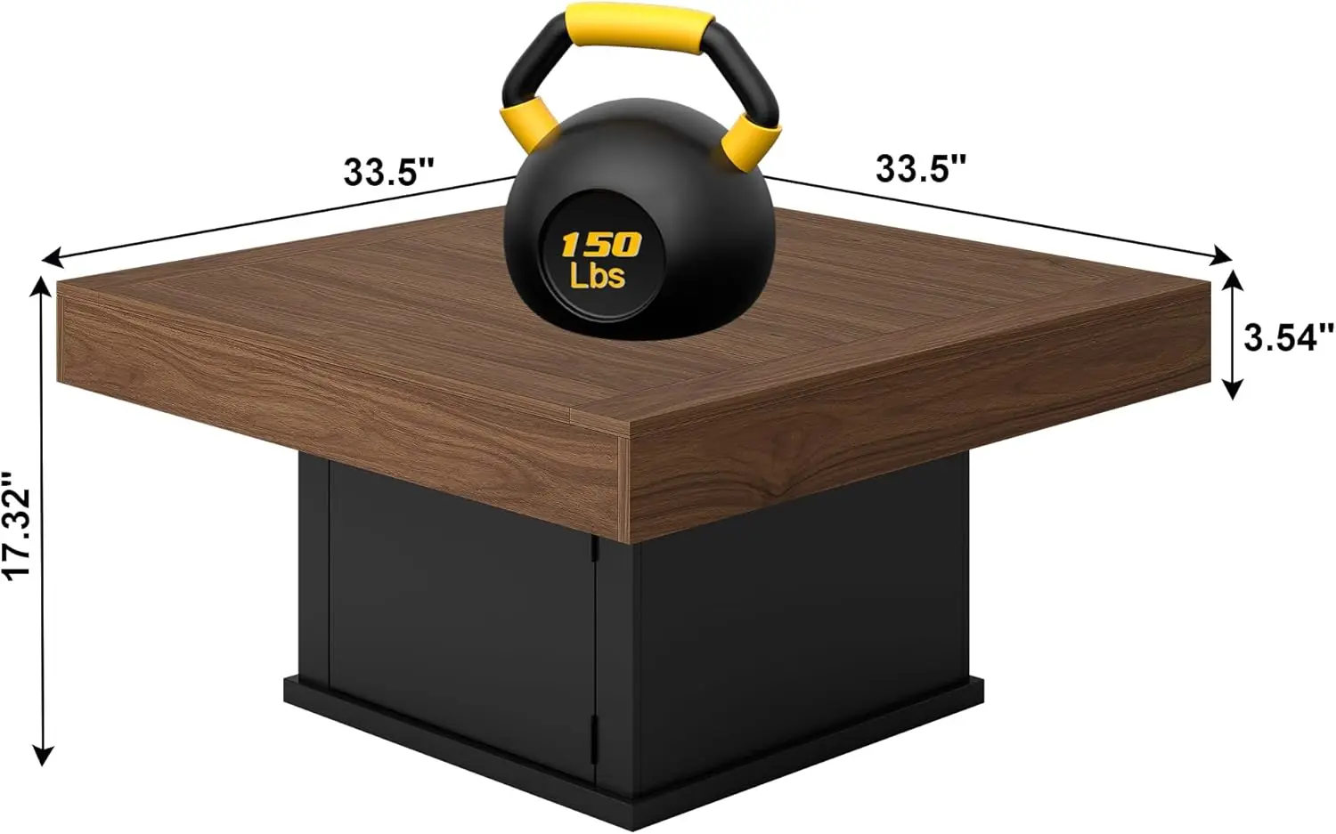 

Светодиодные журнальные столики для гостиной, деревянный журнальный столик в фермерском доме, квадратный журнальный столик 33,5 дюйма с местом для хранения, большой коричневый центральный стол