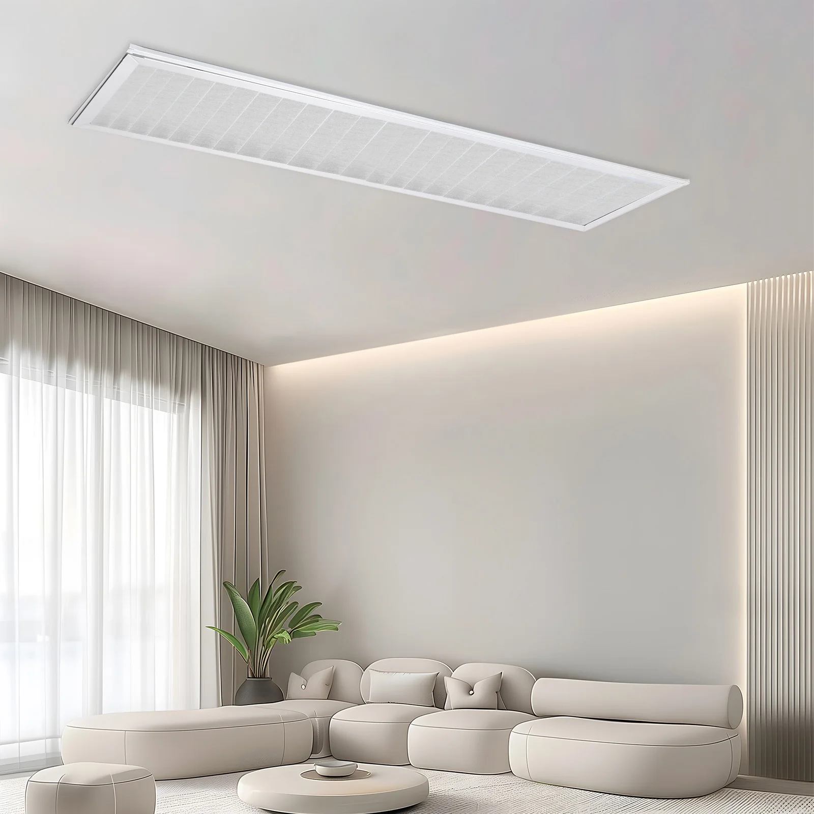 

Office Ceiling Light Diffuser: Long Strip Fireproof Heat Resistant Anti Glare Soft Light For Commercial Spaces Pvc Lamp Shade