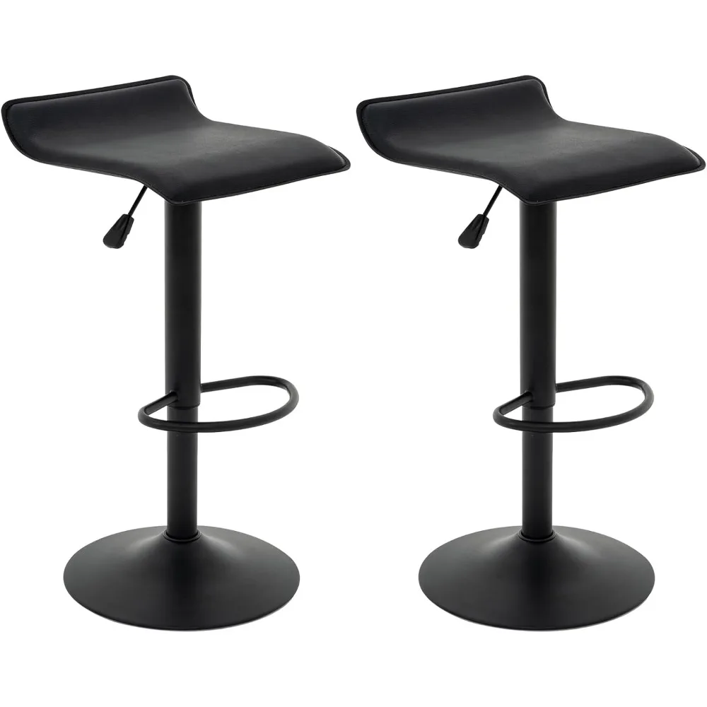 

Vogue Furniture Direct Adjustable Bar Stools Set of 2, Swivel PU Leather Airlift Barstools, Backless Kitchen Counter Height Bar