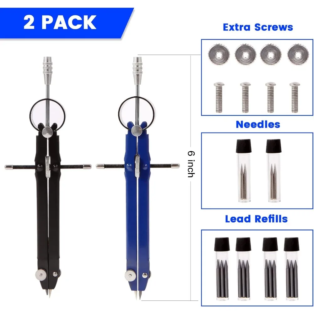 بوصلتان هندسية، بوصلات رسم احترافية، بوصلات معدنية، وأدوات رسم بوصلة دائرية للهندسة