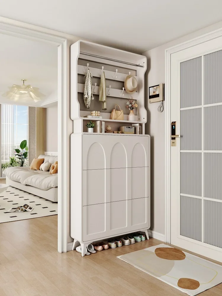 Ultra-thin tipping bucket shoe cabinet household door door storage cabinet
