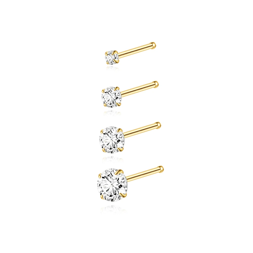 CANNER 1PC 2/3/4/5mm 925 Sterling Silver Classic Four Claw Nose Nail Piercing Ear Nail For Women Ins Simple Earring Jewelry Gift