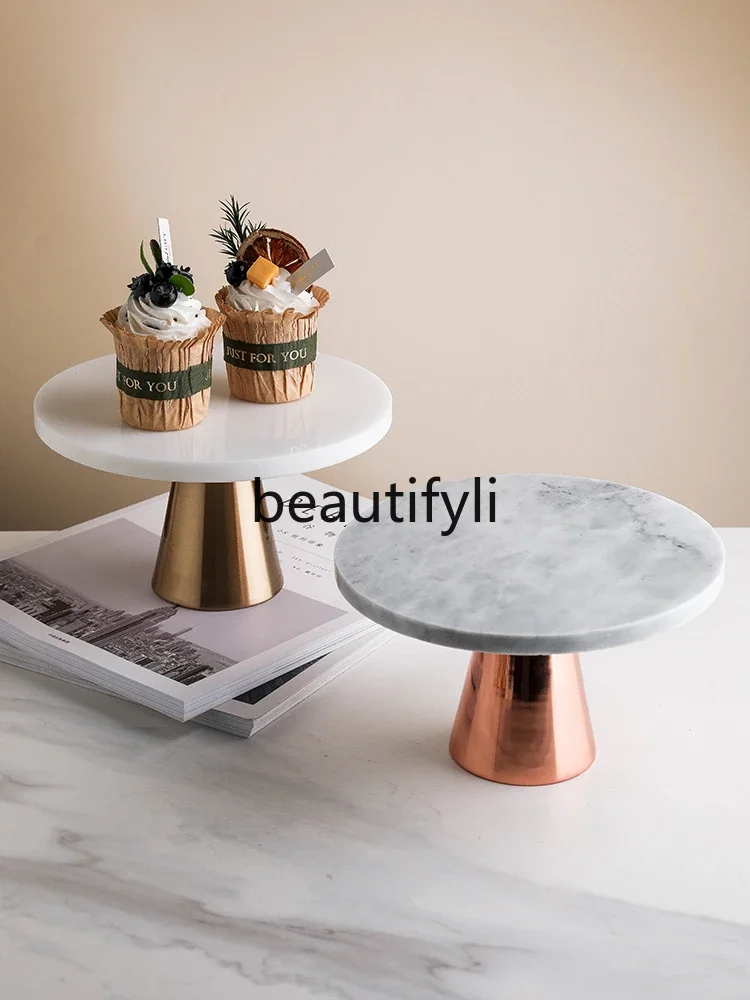 Creative marble tray glass cover display stand, dessert table arrangement ornament