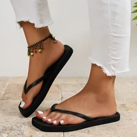 Summer Women Flip Flops Casual Solid Color Comfortable Non-Slip Lightweight Indoor Outdoor Beach Square Head EVA Flat Sandals 3