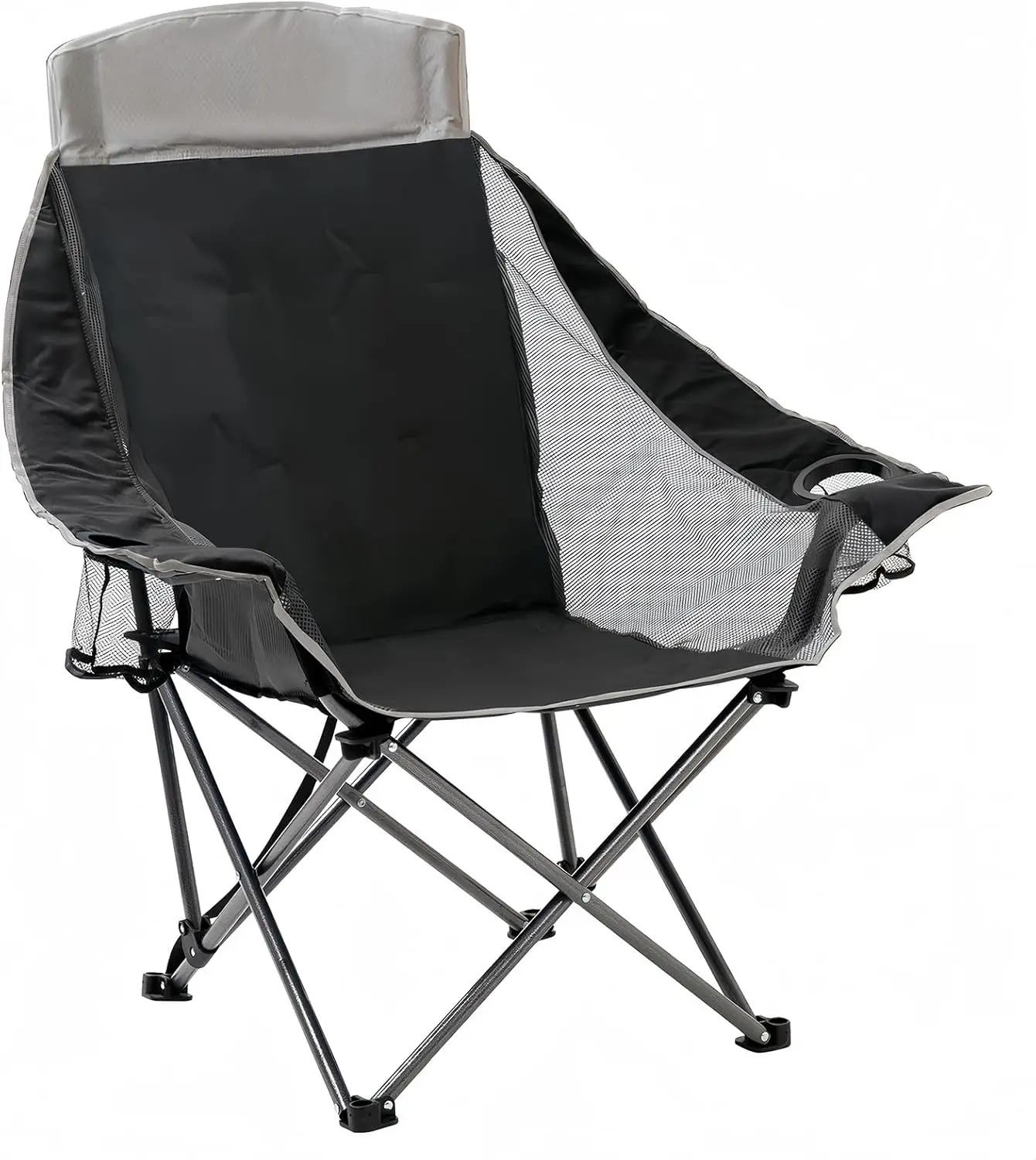 

Xl Padded Oversized Camping Chair, Heavy Duty Folding Camp Chairs W/Cup Holder And Carry Bag, Portable Lawn Chairs, Foldable