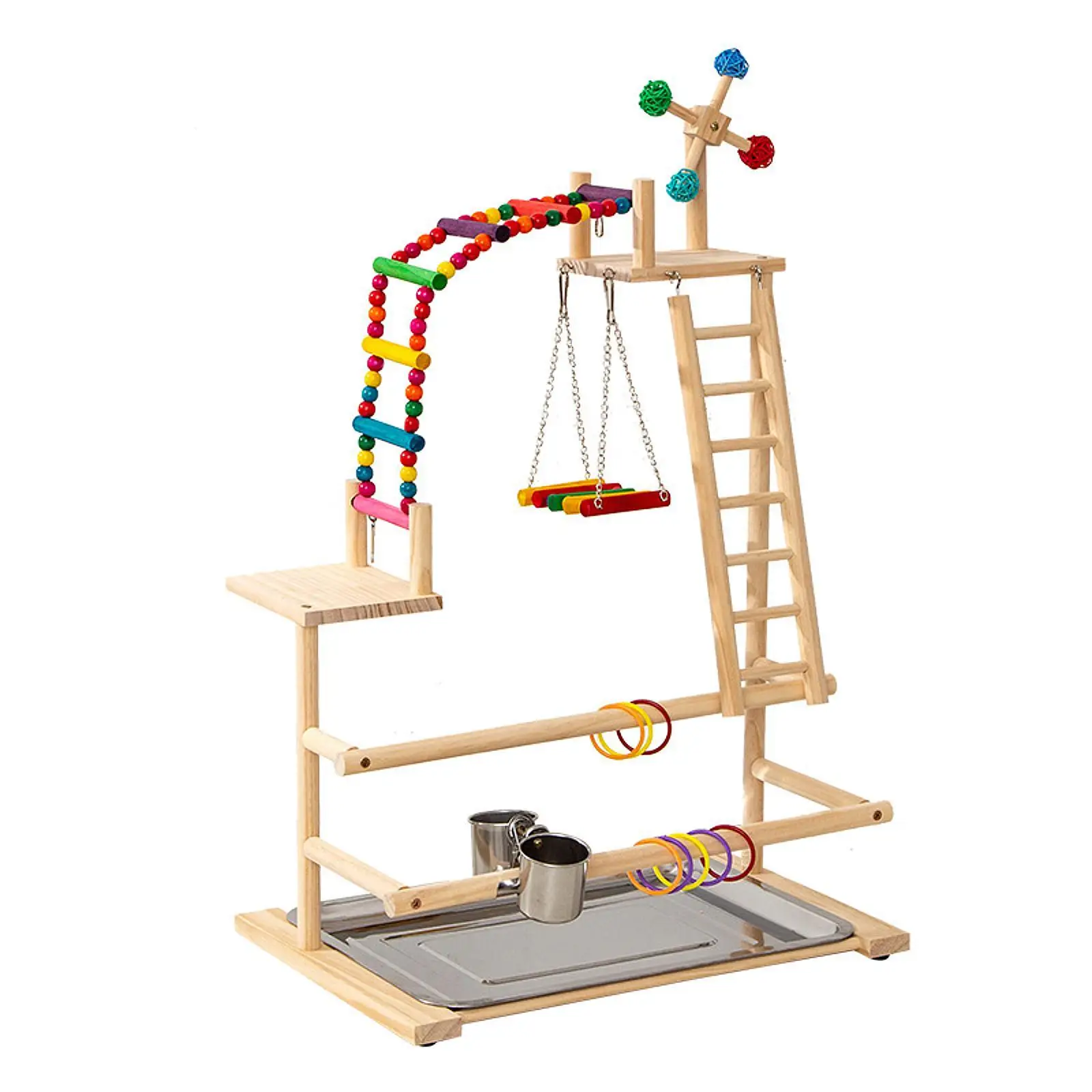 Bird Playground Parrot Playstand Decorative Multifunctional Play Gym Windmill Toys for Finch Budgies Cage Activity Home Decor