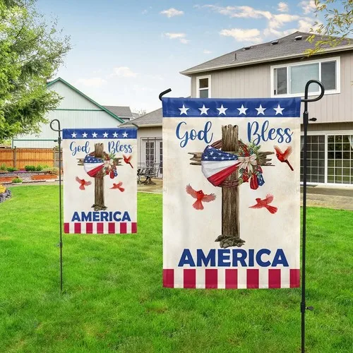Christian Cross American Wreath God Bless America Flag Graden Flag XXH LLP LLX uui