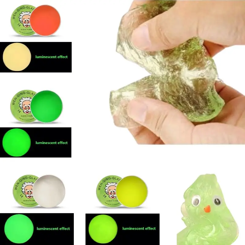 Reusable Liquid Crystal Luminous Putty Color Clay DIY Handmade Fidget Toy Stress Relief Handgum Playdough with Tin