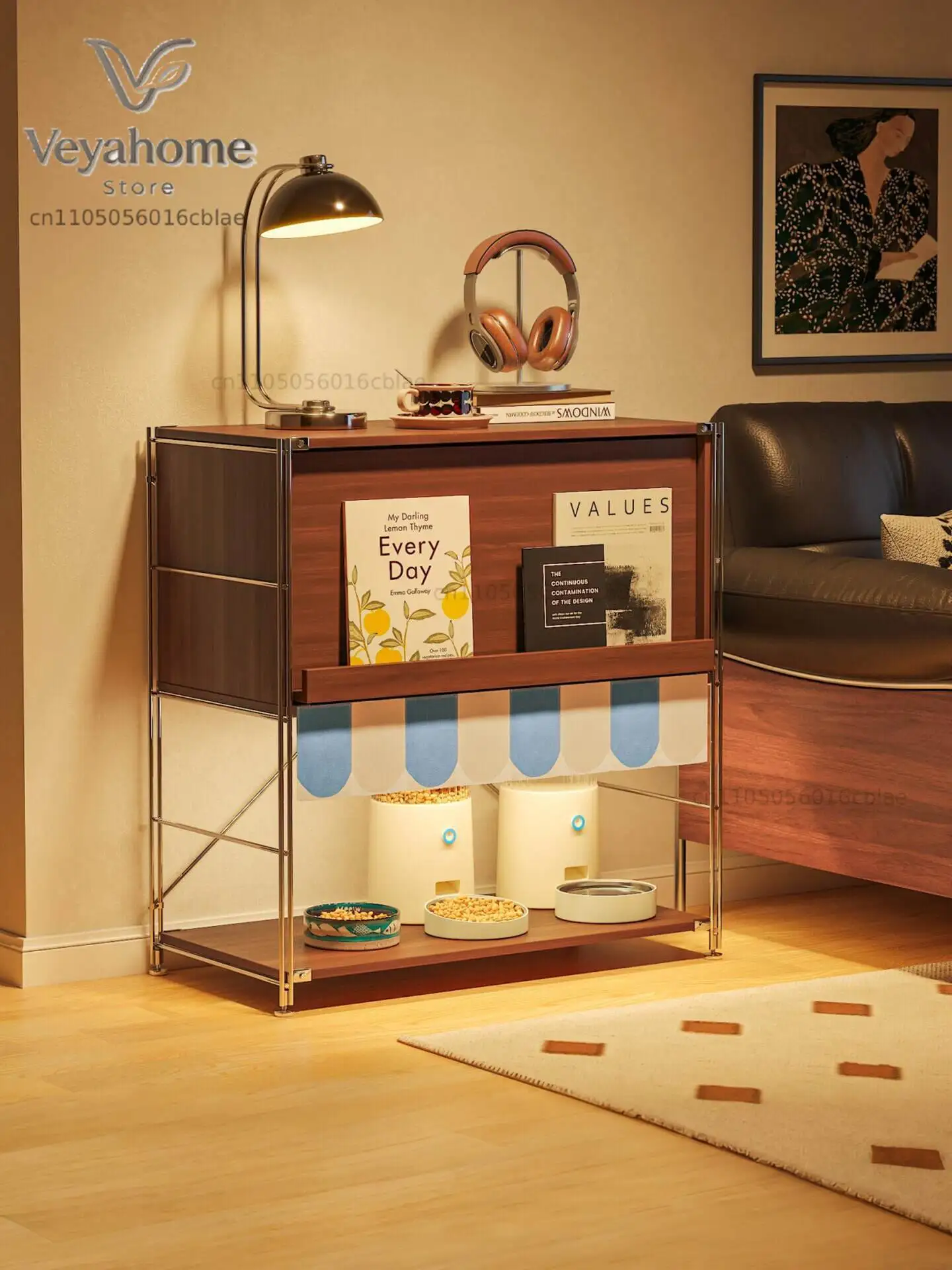 canteen shelf cat litter box bowl above pet supplies storage rack cat climbing frame villa human pet furniture